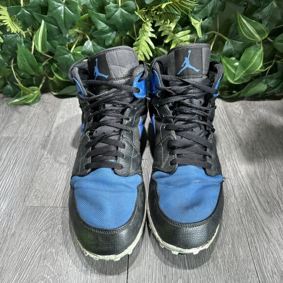 Nike Air Jordan 1 Retro TD Mid Football Cleat Black Blue Sz 11.5 AR5604-041 Used main image 7
